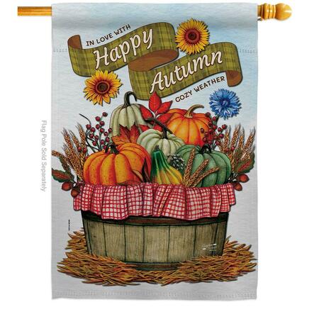 ANGELENO HERITAGE 28 x 40 in. Falltime Harvest Cozy Autumn House Flag H130420-BO